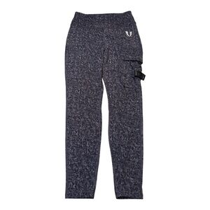 Firm Abs Cargo High Waist Heather Gray Athletic Workout Exercise Leggings size L